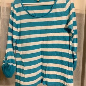 Banana Republic Womens 3/4 sleeve striped large shirt